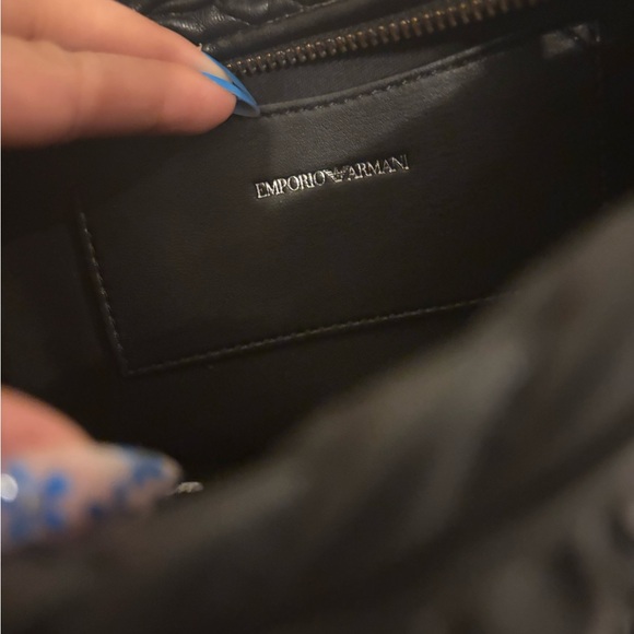Emporio Armani Black Quilted Crossbody Bag with Silver Hardware - Picture 6 of 9